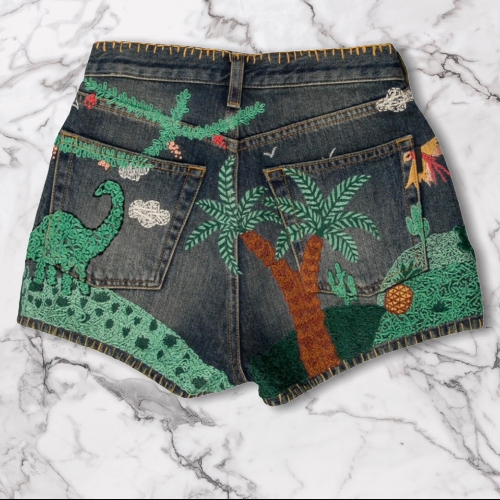 NEw Saint Laurent embroidered denim shorts - Picture 2 of 8